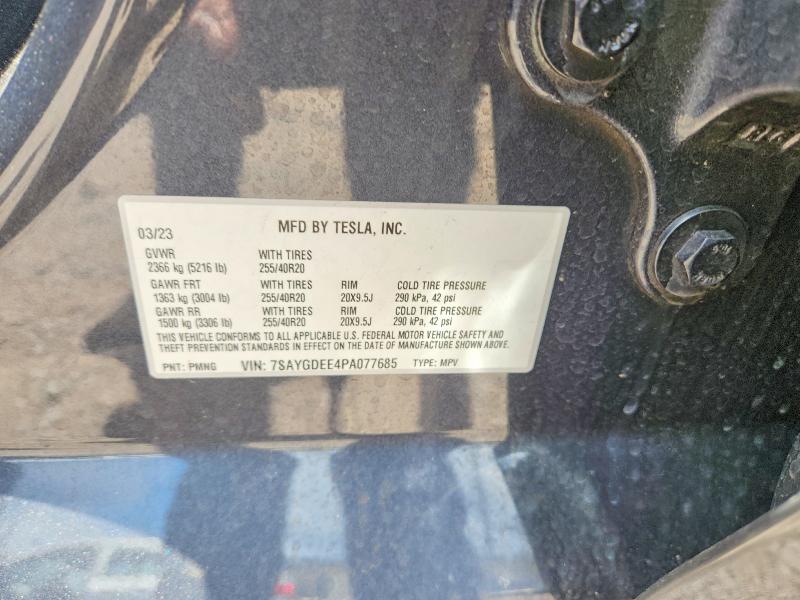 2023 Tesla Model Y მანქანა იყიდება აუქციონზე, vin: 7SAYGDEE4PA077685, აუქციონის ნომერი: 60891126