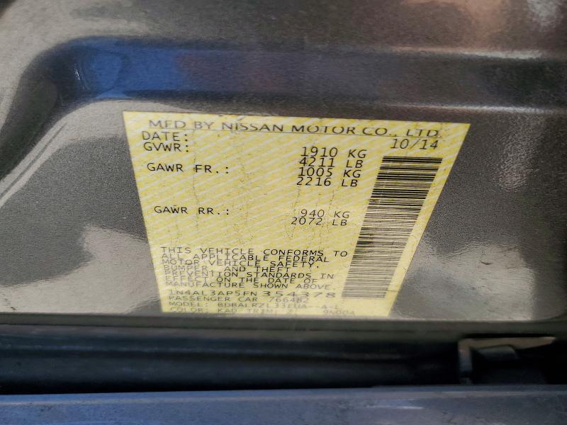 62163296 :رقم المزاد ، 1N4AL3AP5FN354378 vin ، 2015 Nissan Altima مزاد بيع