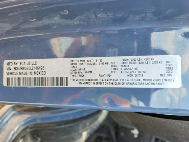 2020 Ram Promaster 3500 მანქანა იყიდება აუქციონზე, vin: 3C6URVJG5LE146493, აუქციონის ნომერი: 62262646