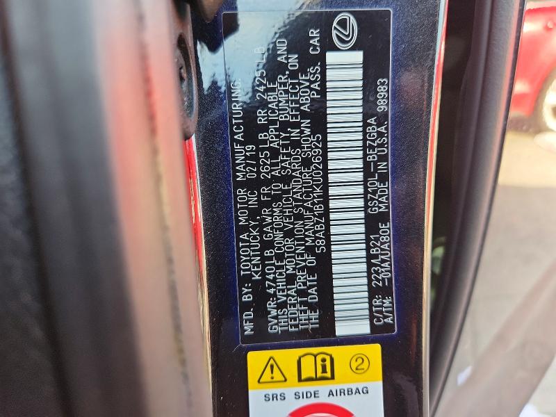 Aukcja sprzedaży 2019 Lexus Es, vin: 58ABZ1B11KU026925, numer aukcji: 59394156