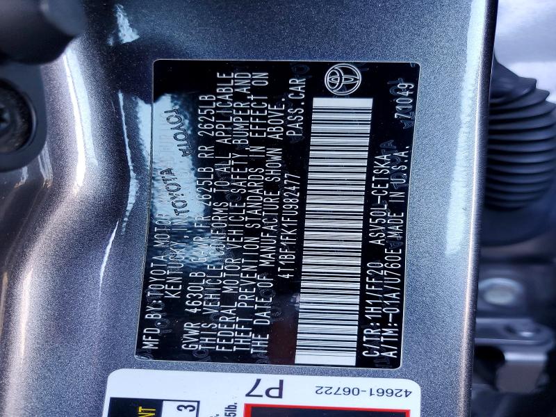 2015 Toyota Camry მანქანა იყიდება აუქციონზე, vin: 4T1BF1FK1FU982477, აუქციონის ნომერი: 61423016