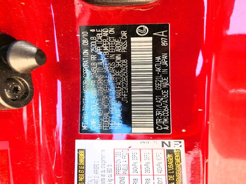 63047066 :رقم المزاد ، JTHFE2C22B2505208 vin ، 2011 Lexus Is مزاد بيع