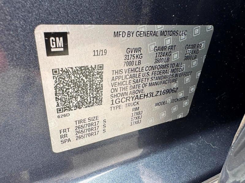Продаж на аукціоні авто 2020 Chevrolet Silverado, vin: 1GCRYAEH3LZ169062, номер лоту: 61688766