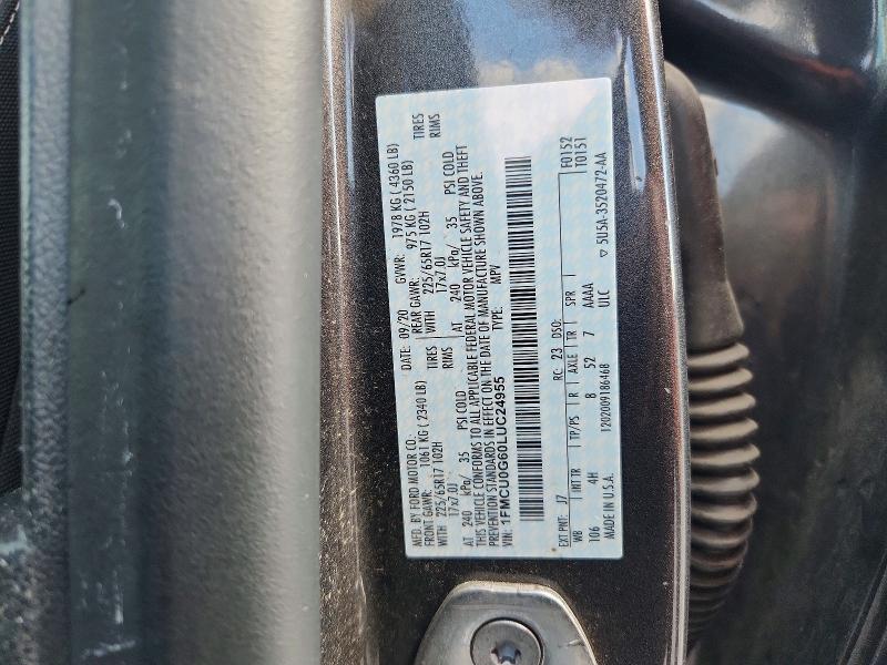 Продаж на аукціоні авто 2020 Ford Escape, vin: 1FMCU0G60LUC24955, номер лоту: 60515176