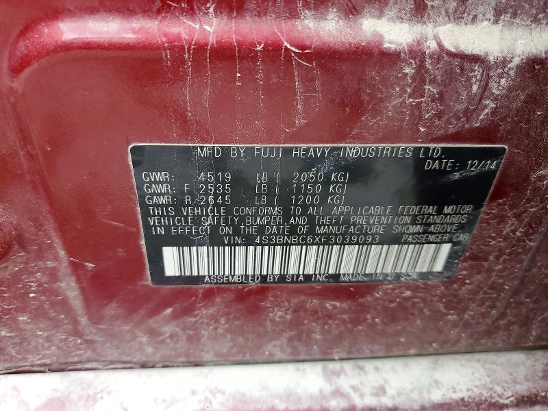 62647336 :رقم المزاد ، 4S3BNBC6XF3039093 vin ، 2015 Subaru Legacy مزاد بيع