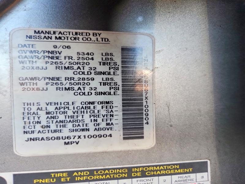 Продаж на аукціоні авто 2007 Infiniti Fx35, vin: JNRAS08U67X100904, номер лоту: 62448996