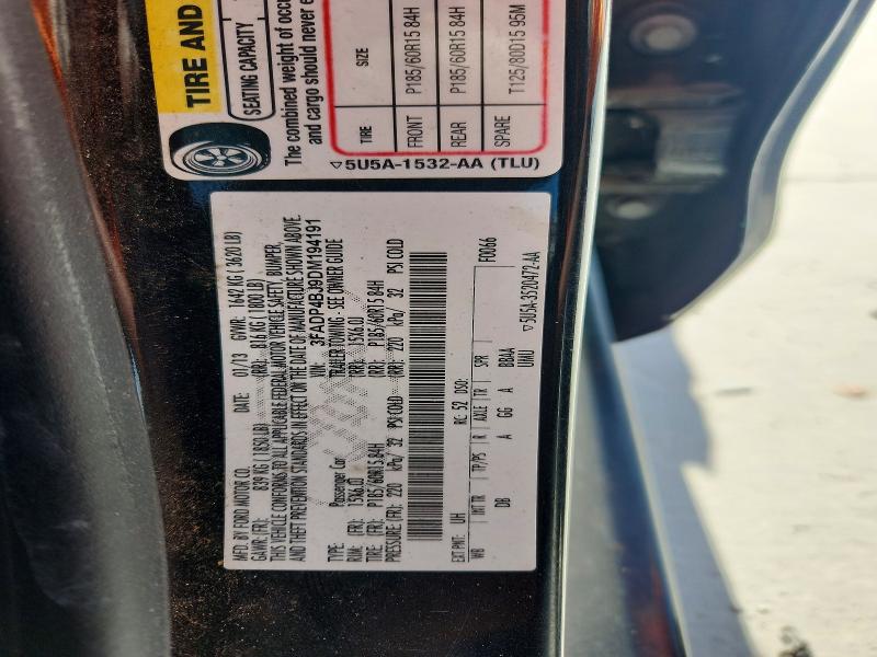 2013 Ford Fiesta მანქანა იყიდება აუქციონზე, vin: 3FADP4BJ9DM194191, აუქციონის ნომერი: 59698786