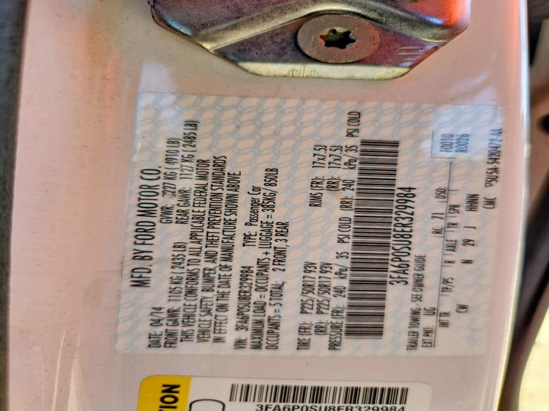 Продажа на аукционе авто 2014 Ford Fusion, vin: 3FA6P0SU8ER329984, номер лота: 59905796