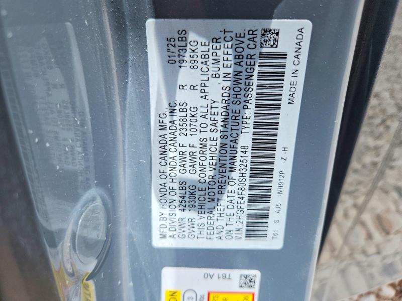 Продажа на аукционе авто 2025 Honda Civic, vin: 2HGFE4F80SH325148, номер лота: 60809566