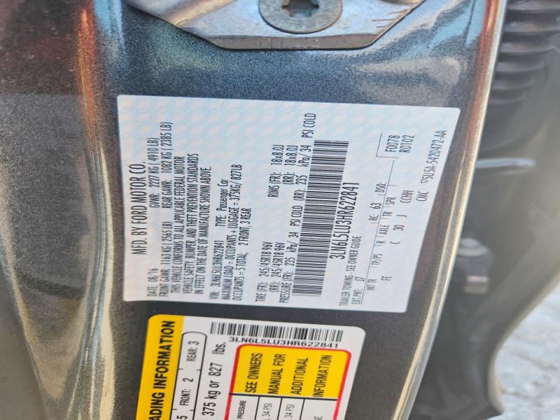 Aukcja sprzedaży 2017 Lincoln Mkz, vin: 3LN6L5LU3HR622841, numer aukcji: 62671106