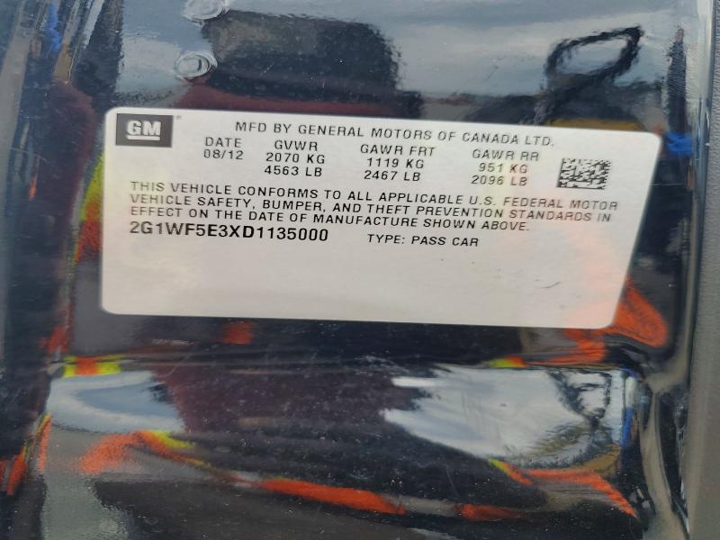 61591236 :رقم المزاد ، 2G1WF5E3XD1135000 vin ، 2013 Chevrolet Impala مزاد بيع