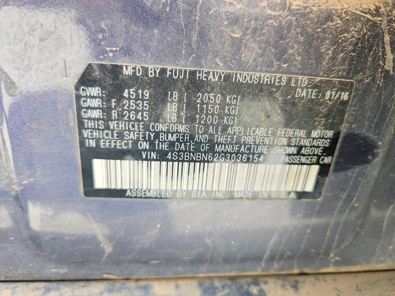 2016 Subaru Legacy მანქანა იყიდება აუქციონზე, vin: 4S3BNBN62G3036154, აუქციონის ნომერი: 85449975