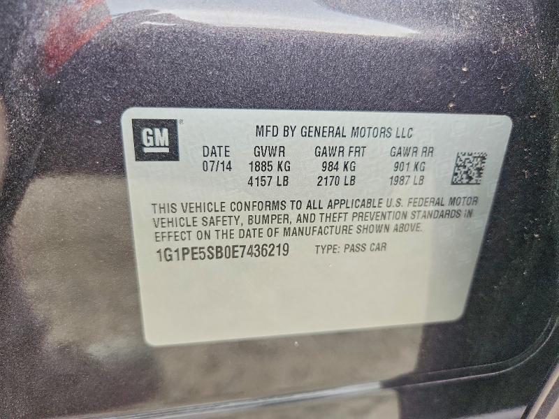 Продажа на аукционе авто 2014 Chevrolet Cruze, vin: 1G1PE5SB0E7436219, номер лота: 58104496
