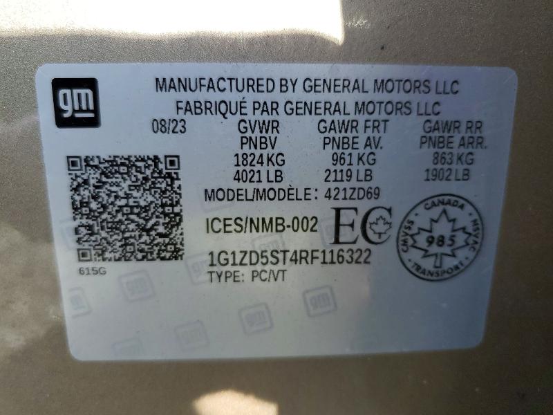 Продаж на аукціоні авто 2024 Chevrolet Malibu, vin: 1G1ZD5ST4RF116322, номер лоту: 59404416
