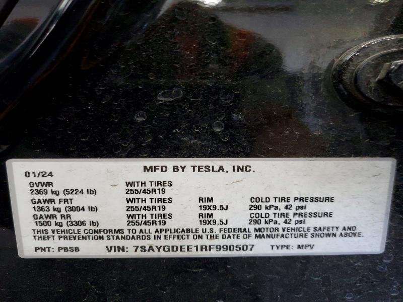 Aukcja sprzedaży 2024 Tesla Model Y, vin: 7SAYGDEE1RF990507, numer aukcji: 60804786