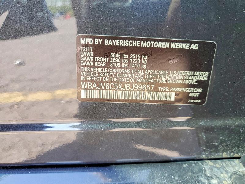 Aukcja sprzedaży 2018 Bmw 640, vin: WBAJV6C5XJBJ99657, numer aukcji: 62749936