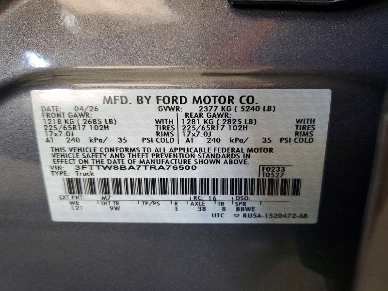 Aukcja sprzedaży 2026 Ford Maverick, vin: 3FTTW8BA7TRA76500, numer aukcji: 61509146