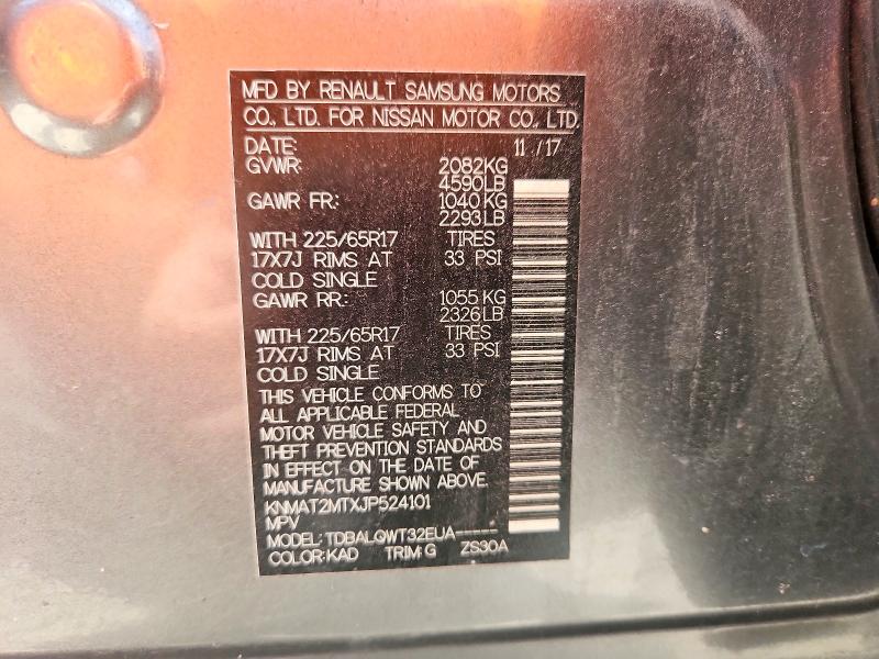 2018 Nissan Rogue მანქანა იყიდება აუქციონზე, vin: KNMAT2MTXJP524101, აუქციონის ნომერი: 59287336
