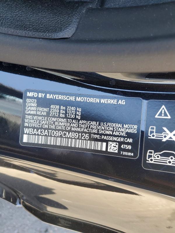 Aukcja sprzedaży 2023 Bmw 430xi, vin: WBA43AT09PCM89126, numer aukcji: 62667946