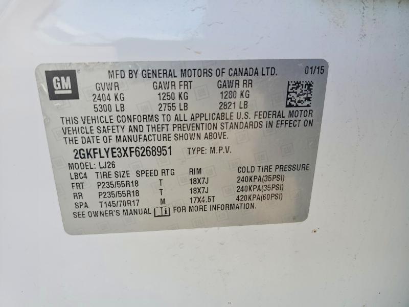 Продаж на аукціоні авто 2015 Gmc Terrain, vin: 2GKFLYE3XF6268951, номер лоту: 58319616