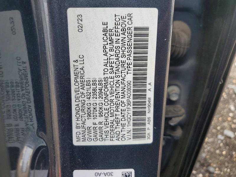 Продажа на аукционе авто 2023 Honda Accord, vin: 1HGCY1F36PA008090, номер лота: 59665976