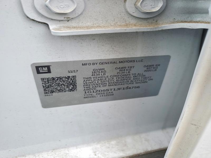 2018 Chevrolet Malibu მანქანა იყიდება აუქციონზე, vin: 1G1ZD5ST1JF154756, აუქციონის ნომერი: 60939476