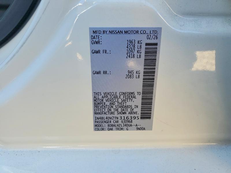2026 Nissan Altima მანქანა იყიდება აუქციონზე, vin: 1N4BL4DV2TN316395, აუქციონის ნომერი: 63386636