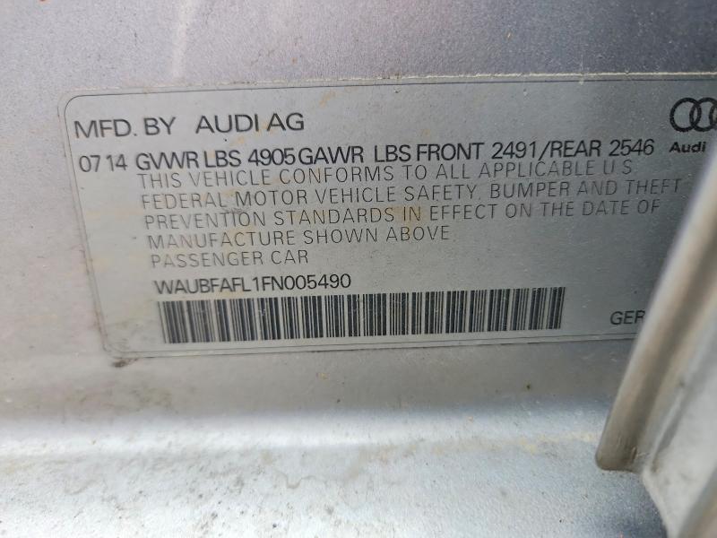 2015 Audi A4 მანქანა იყიდება აუქციონზე, vin: WAUBFAFL1FN005490, აუქციონის ნომერი: 55569936