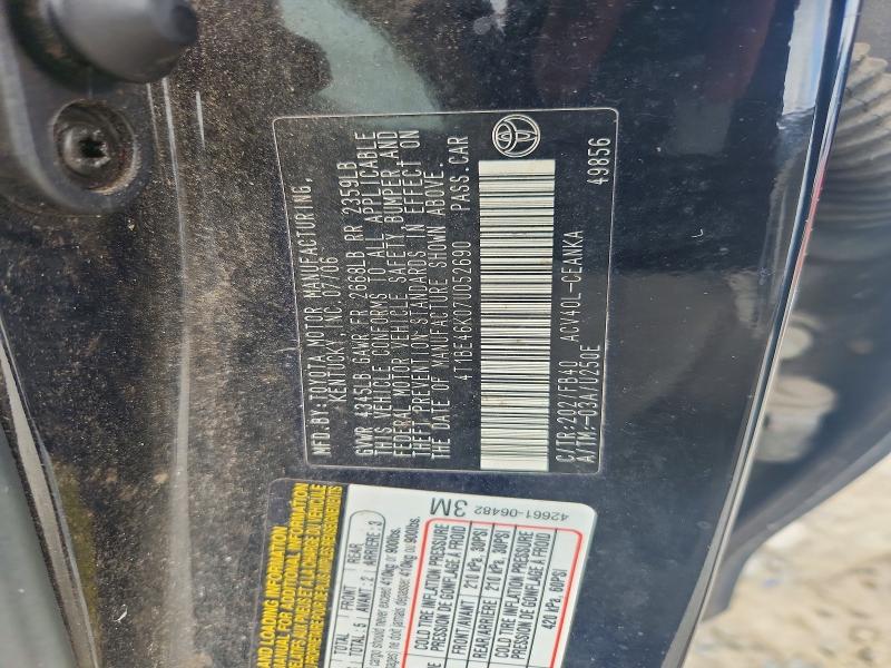 2007 Toyota Camry მანქანა იყიდება აუქციონზე, vin: 4T1BE46K07U052690, აუქციონის ნომერი: 61041476