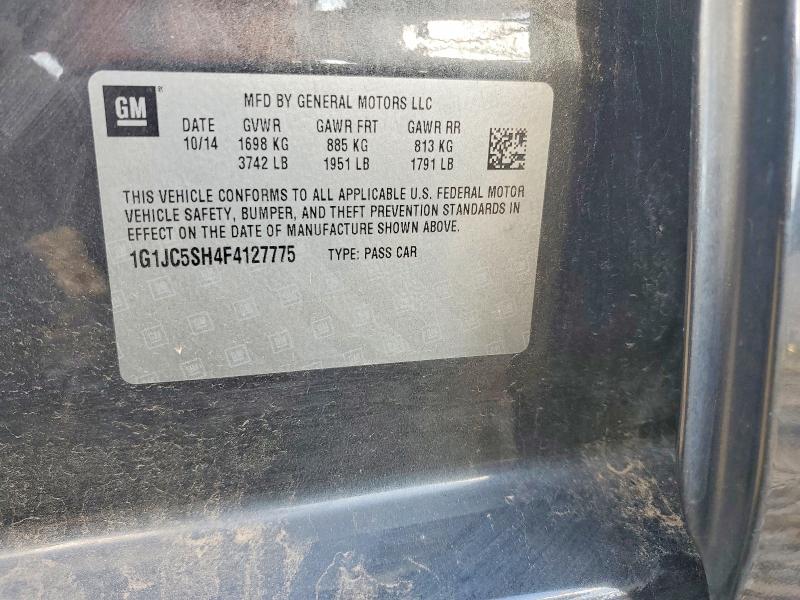 2015 Chevrolet Sonic მანქანა იყიდება აუქციონზე, vin: 1G1JC5SH4F4127775, აუქციონის ნომერი: 60743216