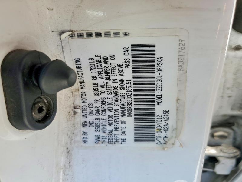 Продаж на аукціоні авто 2003 Toyota Corolla, vin: 1NXBR32E33Z186151, номер лоту: 60191276