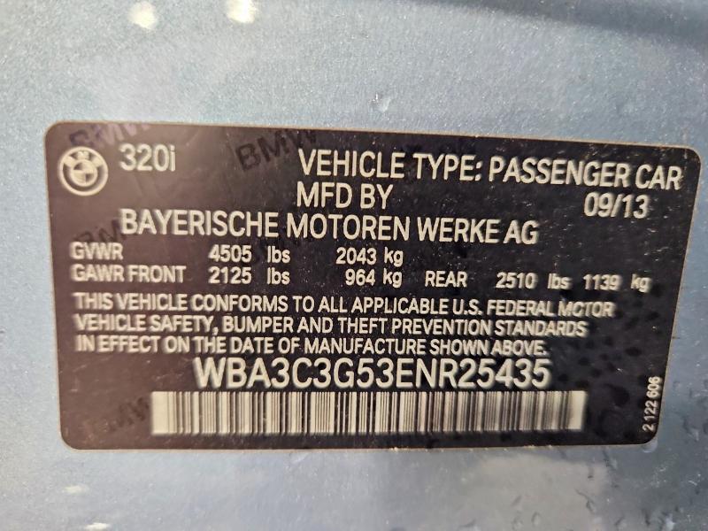 59951766 :رقم المزاد ، WBA3C3G53ENR25435 vin ، 2014 Bmw 320 مزاد بيع