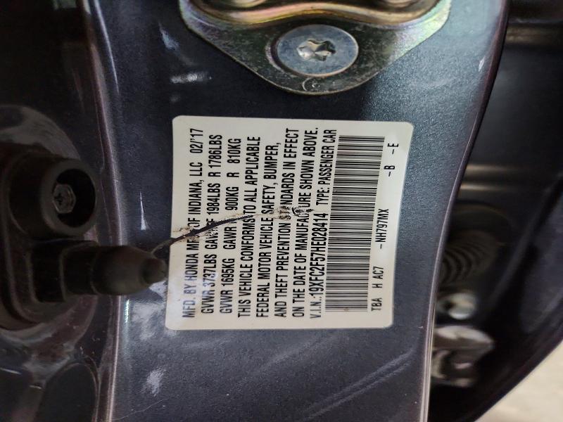 Продажа на аукционе авто 2017 Honda Civic, vin: 19XFC2F57HE028414, номер лота: 62896576