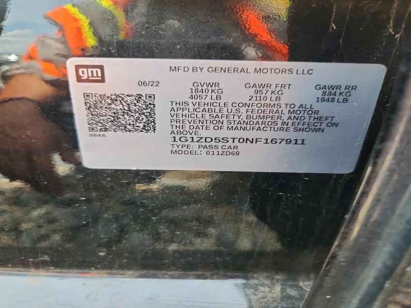 Продаж на аукціоні авто 2022 Chevrolet Malibu, vin: 1G1ZD5ST0NF167911, номер лоту: 62607056