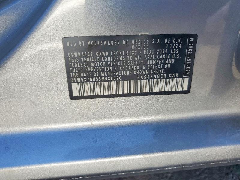 Aukcja sprzedaży 2025 Volkswagen Jetta, vin: 3VW5X7BU3SM035090, numer aukcji: 60581226