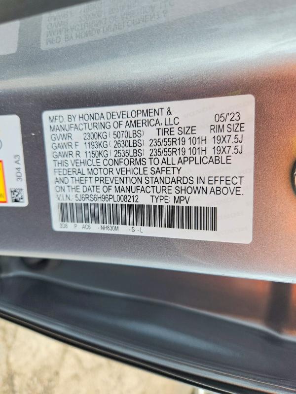 Aukcja sprzedaży 2023 Honda Cr-v, vin: 5J6RS6H96PL008212, numer aukcji: 58619516
