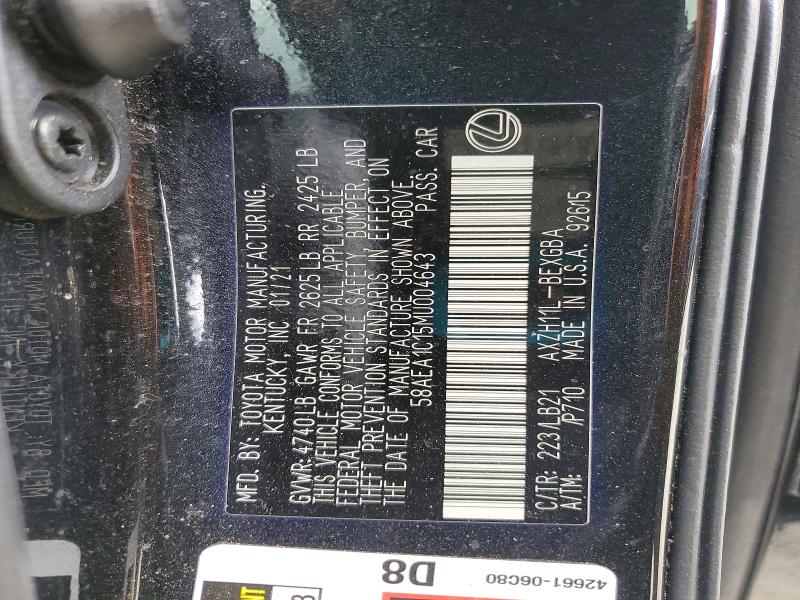 Продаж на аукціоні авто 2021 Lexus Es, vin: 58AEA1C15MU004643, номер лоту: 61766796