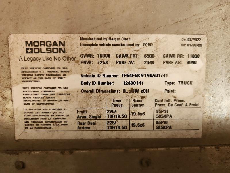 Aukcja sprzedaży 2022 Ford F59, vin: 1F64F5KN1N0A01741, numer aukcji: 60618466