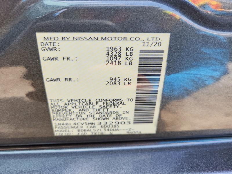 Продажа на аукционе авто 2021 Nissan Altima, vin: 1N4BL4CV5MN332903, номер лота: 61362016