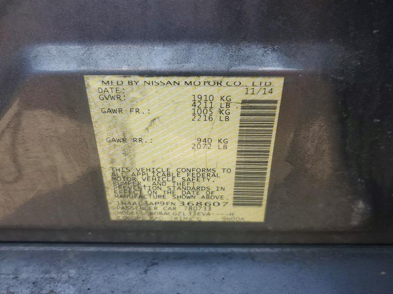 2015 Nissan Altima მანქანა იყიდება აუქციონზე, vin: 1N4AL3AP9FN368607, აუქციონის ნომერი: 60556116