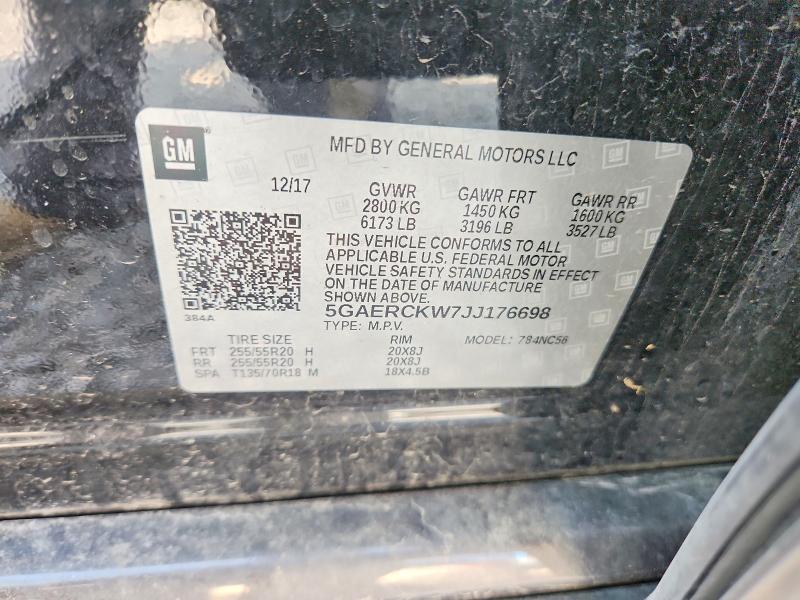 59350936 :رقم المزاد ، 5GAERCKW7JJ176698 vin ، 2018 Buick Enclave مزاد بيع