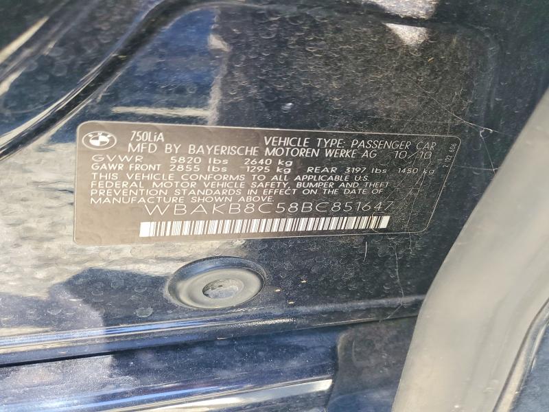 Продаж на аукціоні авто 2011 Bmw 750, vin: WBAKB8C58BC851647, номер лоту: 61154526