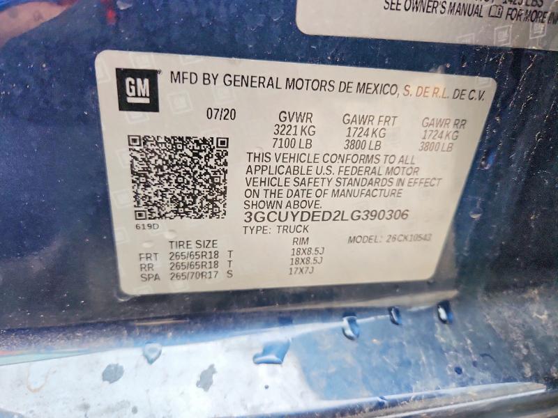 61914956 :رقم المزاد ، 3GCUYDED2LG390306 vin ، 2020 Chevrolet Silverado مزاد بيع