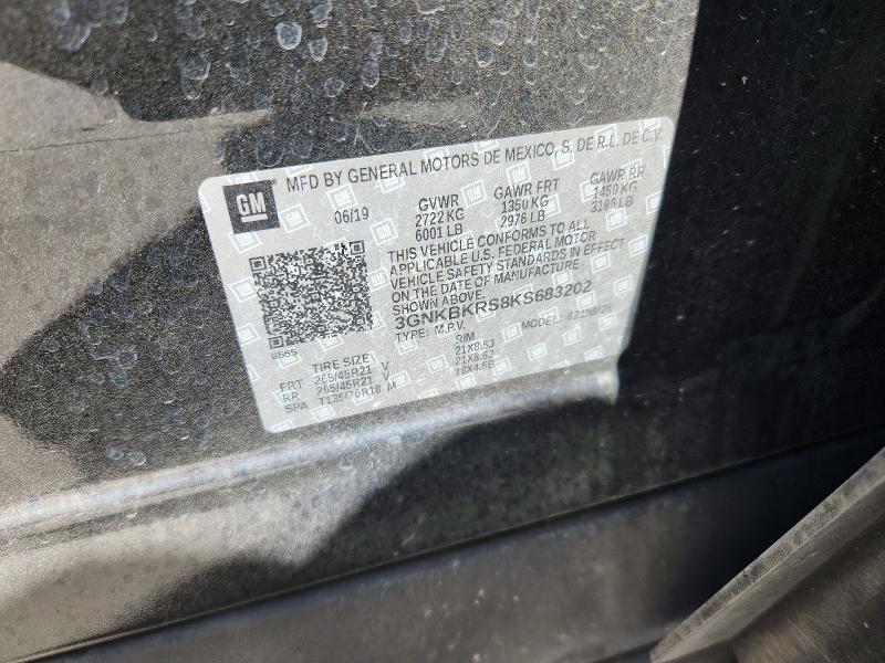 60822466 :رقم المزاد ، 3GNKBKRS8KS683202 vin ، 2019 Chevrolet Blazer مزاد بيع