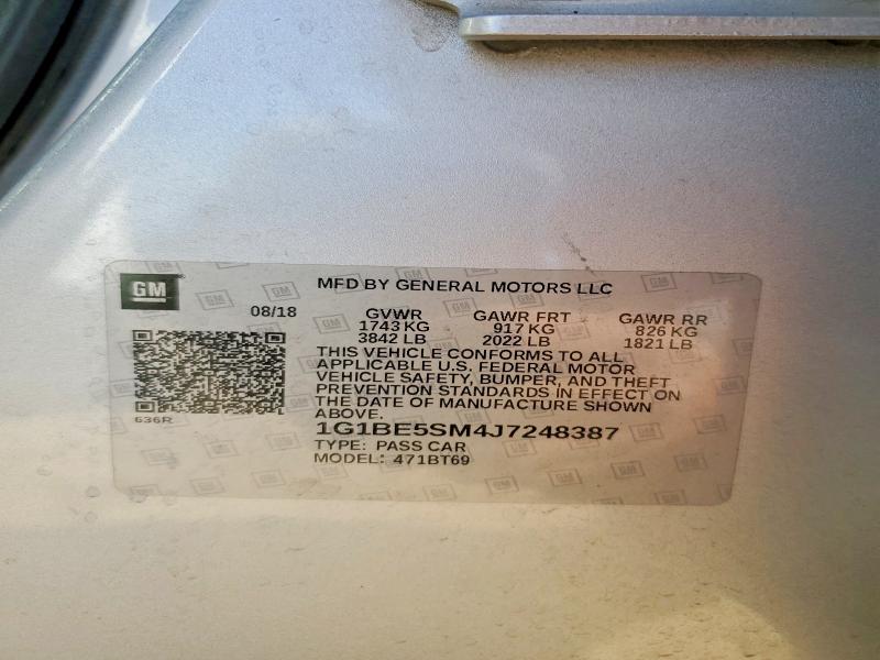 Продаж на аукціоні авто 2018 Chevrolet Cruze, vin: 1G1BE5SM4J7248387, номер лоту: 61537056