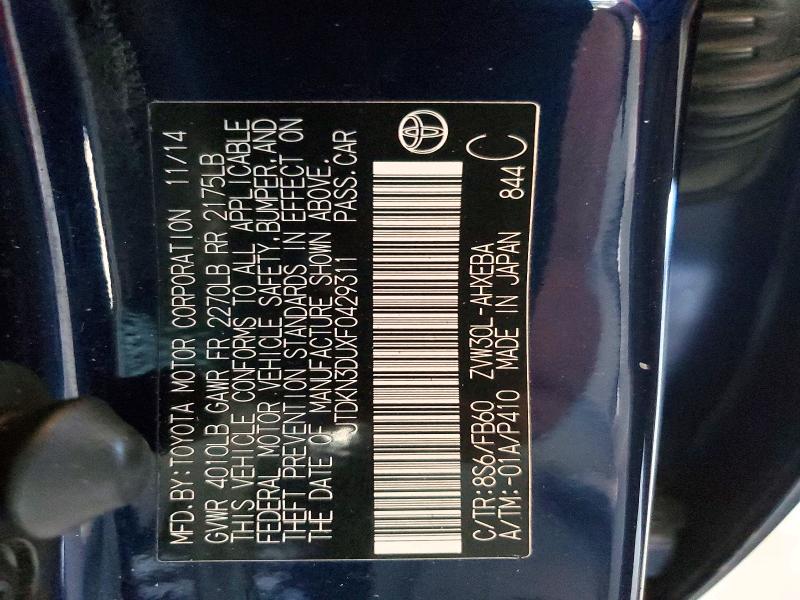 2015 Toyota Prius მანქანა იყიდება აუქციონზე, vin: JTDKN3DUXF0429311, აუქციონის ნომერი: 62844896