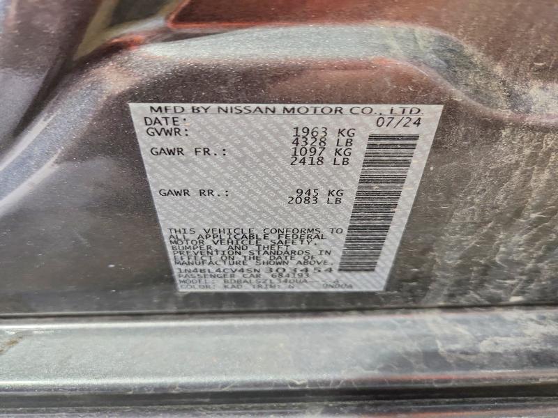 2025 Nissan Altima მანქანა იყიდება აუქციონზე, vin: 1N4BL4CV4SN303454, აუქციონის ნომერი: 62017686