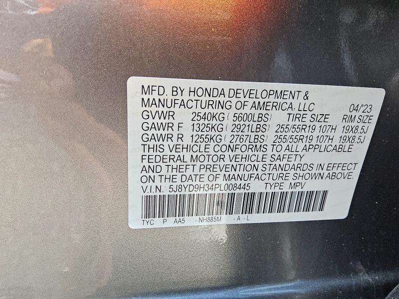 58288756 :رقم المزاد ، 5J8YD9H34PL008445 vin ، 2023 Acura Mdx مزاد بيع