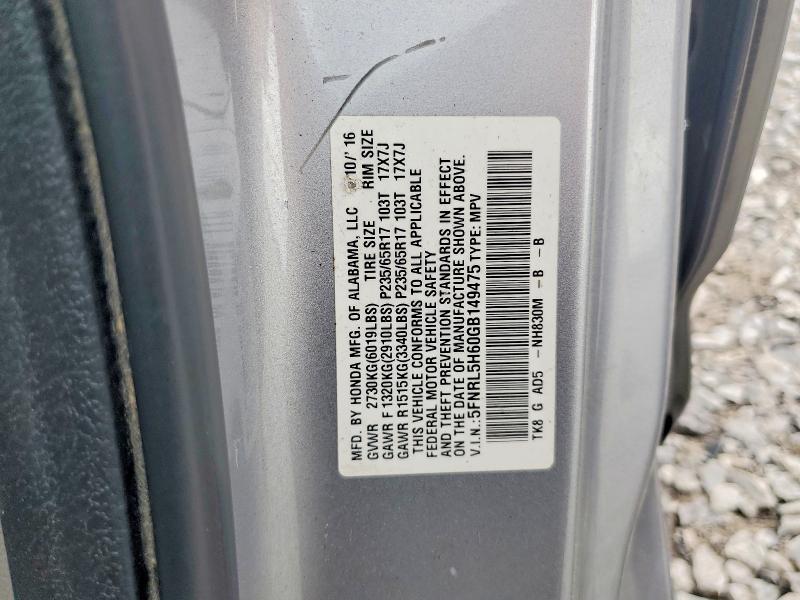 Продаж на аукціоні авто 2016 Honda Odyssey, vin: 5FNRL5H60GB149475, номер лоту: 61076236