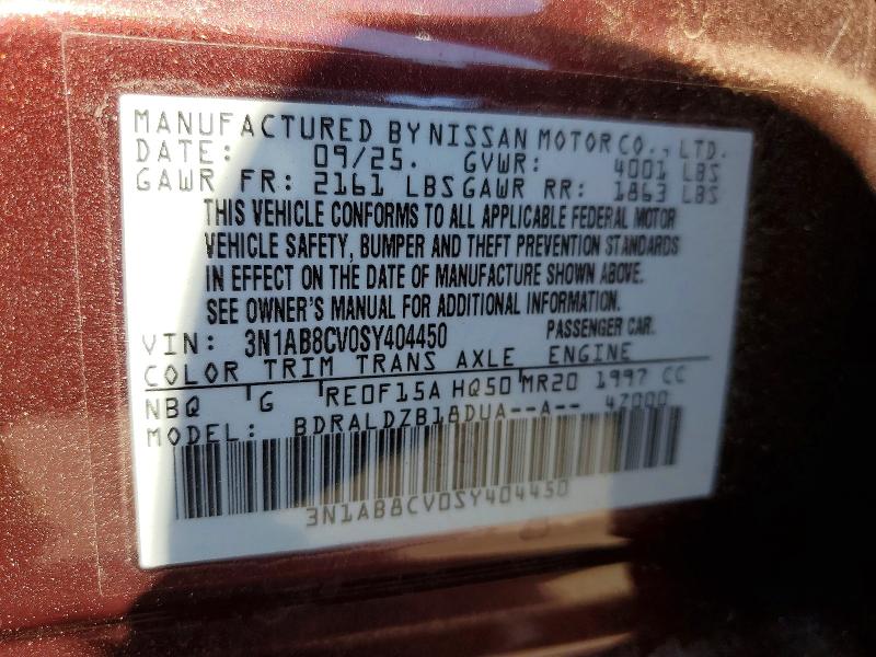 2025 Nissan Sentra მანქანა იყიდება აუქციონზე, vin: 3N1AB8CV0SY404450, აუქციონის ნომერი: 60702436